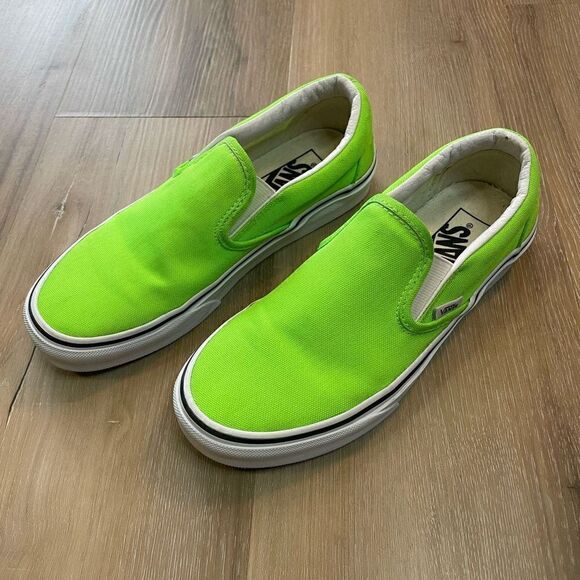 Vans Classic Slip On Canvas Shoes Neon Green Gecko Unisex Women’s 6.5/Men’s 5 - Picture 1 of 7